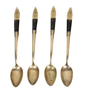 Siam Brass/Bronze Buddha Tea Spoons 7.75" Flatware Thailand Set Of 4